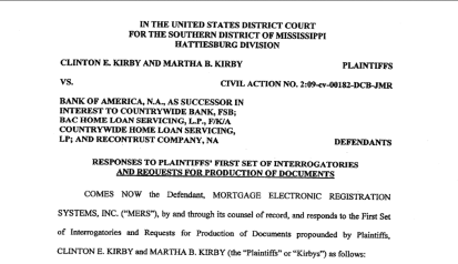 MERS INTERROGATORIES FRONT PAGE
